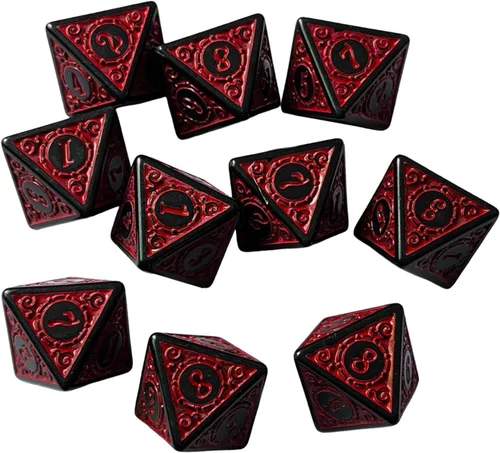 Juego de 10 dados de 8 caras de 8 caras, suministros de fiesta, dados poliédricos acrílicos D8, dados de 0.59 pulgadas para fiesta, bar, juego de