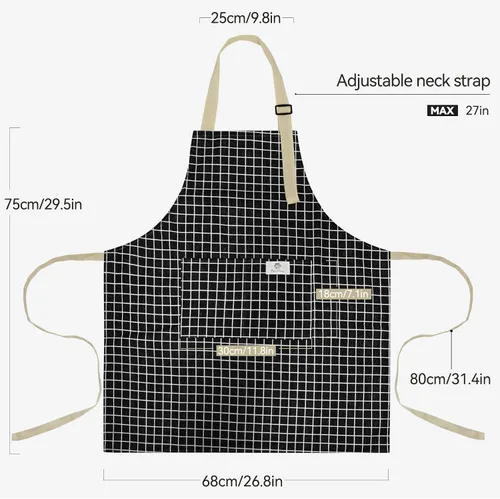 Miniatura 4 de NLUS - Paquete de 2 delantales de cocina, delantal con babero ajustable e impermeable para chef con 2 bolsillos para hombres y mujeres
