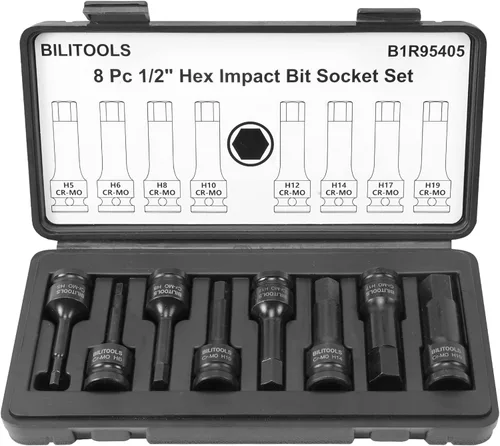 Miniatura 7 de BILITOOLS Juego de 8 piezas de llaves de impacto con puntas Torx de 1/2 pulgada, T30-T80, acero Cr-Mo