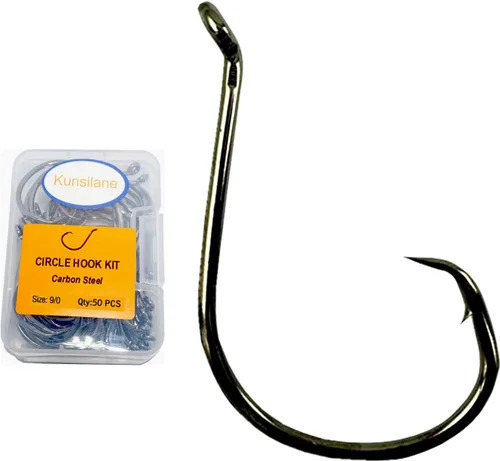 Miniatura 17 de Ganchos circulares para pesca de gato, 50/100 unidades, ganchos circulares de pesca de pulpo, agua salada, agua dulce para bagre lubina Redfish 1/0