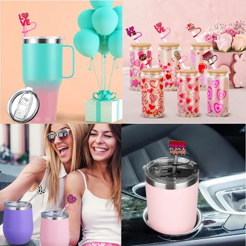 Miniatura 6 de 10 tapas de popote para vaso Stanley Cup de 30 y 40 onzas, de 0.394 in, reutilizables, de silicona, para popote, accesorios para copas Stanley