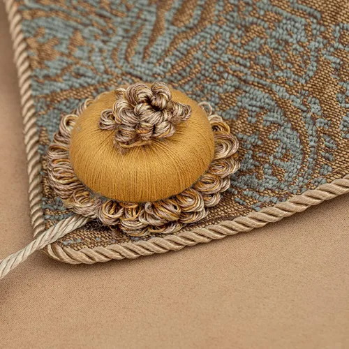 Miniatura 5 de Loom and Mill Camino de mesa de lujo de 72 pulgadas de largo, elegante camino de mesa de damasco jacquard con borlas múltiples hechas a mano