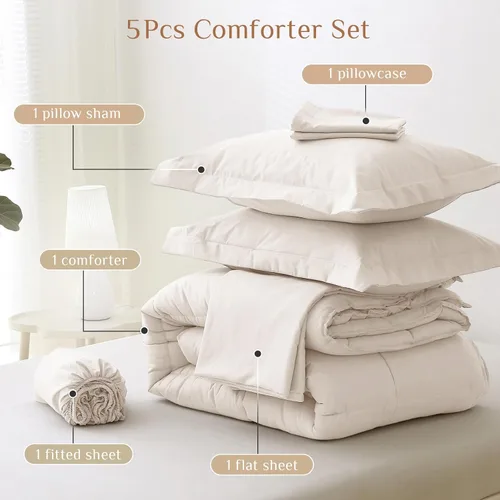 Miniatura 5 de JOLLYVOGUE Juego de edredón individual XL, cama ultrasuave en una bolsa, tamaño individual XL, 5 piezas, juego de ropa de cama certificado Oeko-TEX