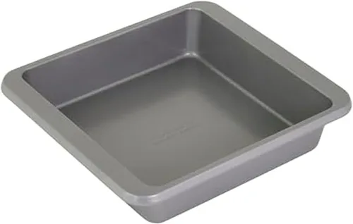 KitchenAid Molde cuadrado de acero aluminio antiadherente de ingeniería suiza, apto para lavavajillas, contorno plateado, 9 pulgadas Plateado Contour