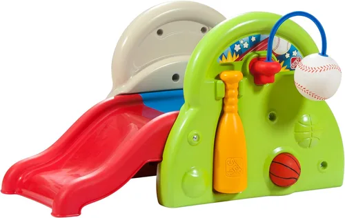 Step2 Centro de actividades Sports-Tastic, juego deportivo para niños pequeños, tobogán para interiores y exteriores, gimnasio de juegos incluye