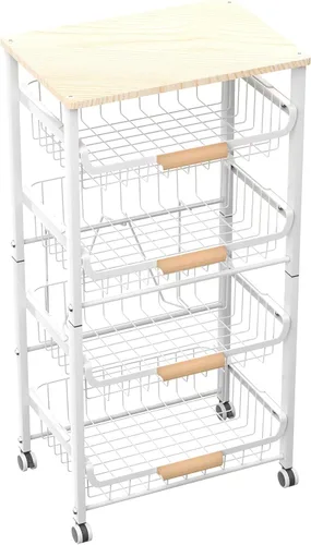 Miniatura 10 de NiuYichee - Cesta de almacenamiento de frutas de cocina de 3 capas con estante para snacks, estante de almacenamiento en encimera, estante