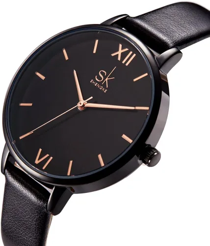 Miniatura 2 de SHENGKE Reloj de pulsera para mujer, correa de cuero, relojes de cuarzo de lujo, para niñas, mujer, Relogio Feminino