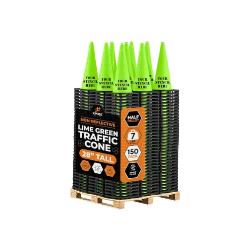 Miniatura 61 de Xpose Safety Cono de tráfico verde lima de 28 pulgadas, paquete de 4, cono de seguridad de PVC de alta calidad para estacionamiento, precaución
