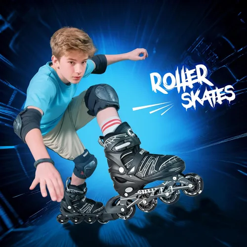 Miniatura 6 de SULIFEEL Patines en línea de unicornio arcoíris para niñas y niños, 4 tamaños, ajustables, con ruedas iluminadas, para niños principiantes F Spider