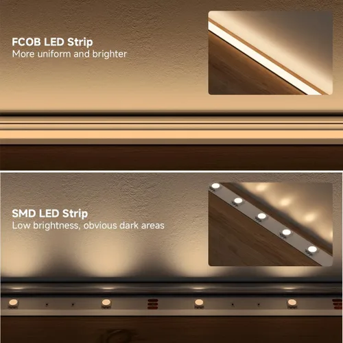 Miniatura 6 de 5mm COB LED Strip Light DC24V Narrow Thin Flexible High Density Uniform 3000K Warm White Cob Strips 400leds/m 16.4FT Dimmable CRI 90+ LED Tape