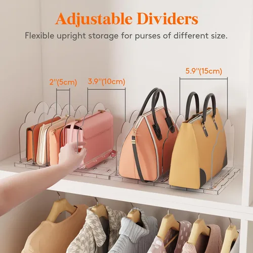 Miniatura 4 de Lifewit Paquete de 3 Organizadores de Carteras de Plástico para Clóset, Divisores de Estantes Ajustables para Organización de Clóset, Organizador