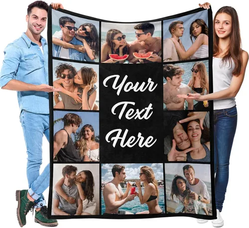 Miniatura 13 de Envío al día siguiente, manta personalizada con foto y texto impresos en EE. UU., cobijas con fotos personalizadas y mantas para lanzar, manta Foto