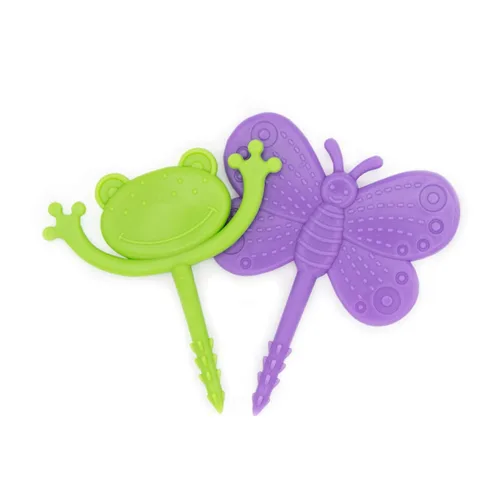 BapronBaby Garden Foodie Picks (paquete de 2 unidades, rana y mariposa), utensilios para niños pequeños + preescolares, sin BPA, aptos para