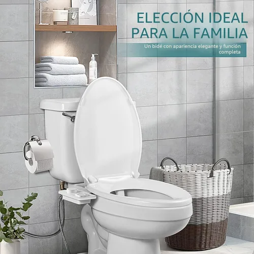 Miniatura 8 de SAMODRA Accesorio de bidé, accesorio para asiento de inodoro de agua fría no eléctrico con controles de presión, boquillas dobles retráctiles Blanco