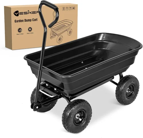 Yesker Carros de Jardín - Carro Volquete de 600 libras con Ruedas Inflables Todo Terreno para Patio, Césped, Granjas, Jardinería - Carretilla de