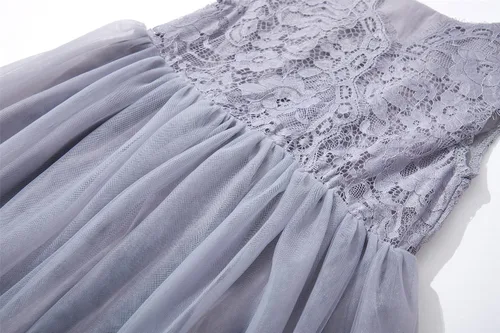 Miniatura 6 de Niyage Vestido de fiesta de princesa de tul para niñas pequeñas, elegante vestido de encaje con espalda en V