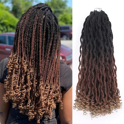 Miniatura 10 de Cabello rubio de ganchillo para mujeres negras, trenzas senegalesas onduladas de ganchillo de 12 pulgadas, trenzas kinky de ganchillo cortas 27613