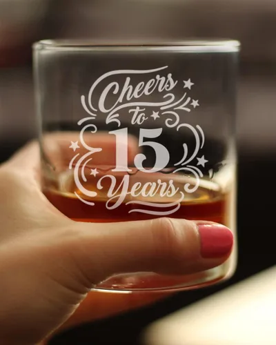 Miniatura 3 de Regalos personalizados de cristal de whisky para mujeres y hombres, decoración de fiesta de 15 aniversario, vasos de 10.25 onzas