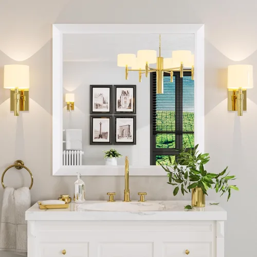 Miniatura 30 de Amorho Espejo de Baño Negro, Espejos de Pared de 24x30 Pulgadas con Marco de Metal Grueso para Sobre el Fregadero, Dormitorio, Sala de Estar
