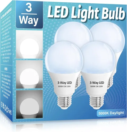 Miniatura 14 de Bombillas LED de 3 Vías Paquete de 2, Bombillas de 3 Vías 30 70 100 Blanco Suave 3000K, Base Media E26 A19 Bombilla de Tres Vías, Bombilla