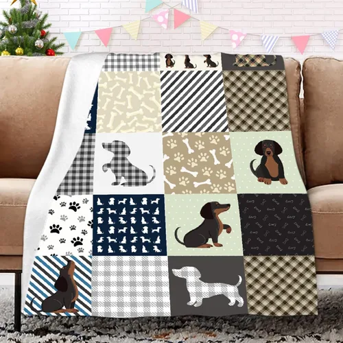 Manta de perro salchicha – Lindo regalo de perro Wiener para mujer, manta ligera y acogedora de franela de forro polar, 50 x 40 pulgadas