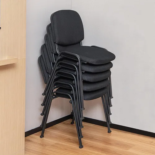 Miniatura 4 de Tangkula Juego de 2 sillas de sala de conferencias, sillas apilables para invitados de oficina con respaldo y asiento tapizados, sillas ergonómicas