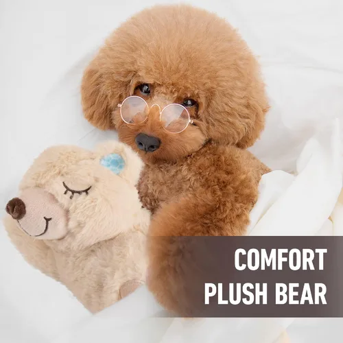 Miniatura 2 de PetPrime - Juguete de peluche de conejo de peluche para perro, con bolsa más cálida, juguete suave para aliviar la ansiedad del cachorro, latido