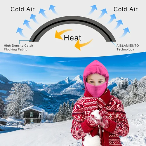 Miniatura 2 de LUVNFUN Pasamontañas de esquí de doble capa de forro polar para niños y niñas