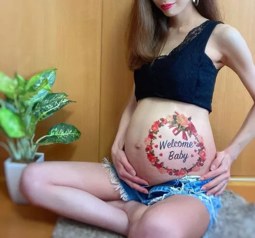 Miniatura 10 de Tuzuru Calcomanías de embarazo para el vientre, calcomanías de tatuaje para pintura corporal, lindas calcomanías para embarazo, baby shower, regalos