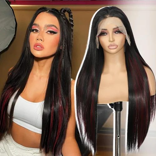 Miniatura 17 de SAPPHIREWIGS Peluca de cabello lacio natural color marrón rojizo #350, sin enredos, línea capilar natural 6 × 13, parte de libertad de encaje