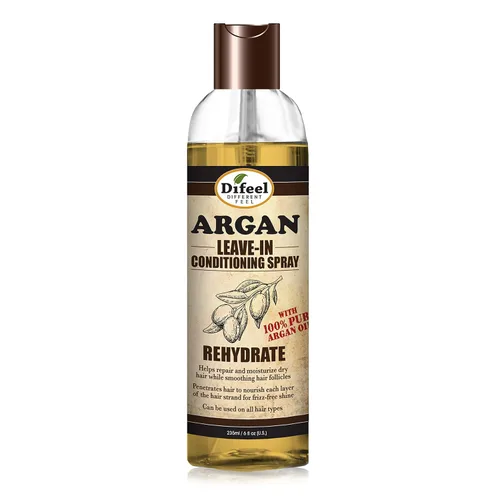 Miniatura 3 de Difeel Tratamiento acondicionador sin enjuague Rehydrate – Aceite de argán 100% puro de 6 onzas con tapa de pulverización y tapa dispensadora