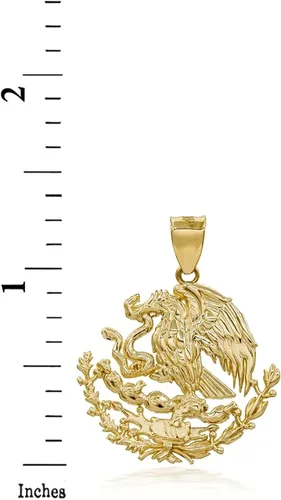 Miniatura 2 de Colgante de oro amarillo de 10 K blanco o rosa con escudo de brazos México Elección de metal