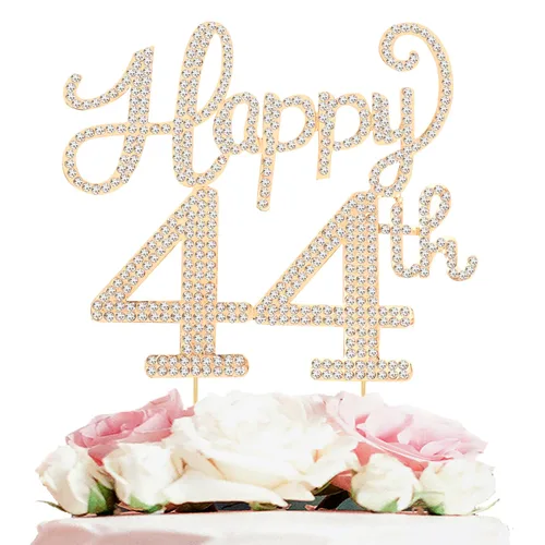 Miniatura 82 de LASKYER Decoración de feliz cumpleaños número 10, decoración de pastel de diamantes de imitación dorados de 10º cumpleaños – Letrero de metal