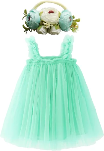 BGFKS - Vestido tutú de tul escalonado para niñas pequeñas y bebés, conjunto de falda tutú de princesa, colores del arco iris, viene con una diadema