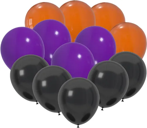 Miniatura 16 de 100 globos de látex de 12 pulgadas en negro y naranja, perfectos para Halloween, graduación, cumpleaños, baby shower, Acción de Gracias