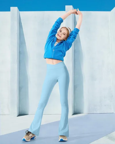 Miniatura 7 de BOOPH Leggings acampanados para niñas con bolsillos cruzados de cintura alta, pantalones de yoga acampanados pantalones deportivos