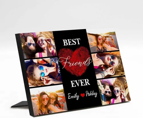 Miniatura 26 de M YESCUSTOM Marco de fotos personalizado con texto de amigos, marco de fotos de amistad para mejores amigos, panel de fotos Fover con pantalla