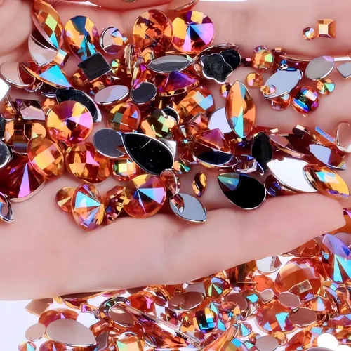 Miniatura 14 de 1000 gemas de cristal AB de diamantes de imitación coloridos, joyas de piedras preciosas acrílicas con parte trasera plana, manualidades para 00