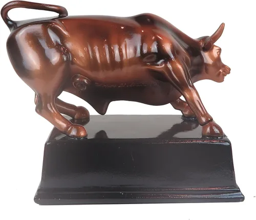 Miniatura 3 de Estatua oficial de resina de bronce con licencia oficial de Wall Street Bull Stock Market NYC con base (pequeña de 3.5 pulgadas)