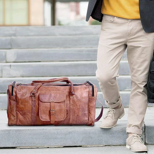 Miniatura 8 de KPL Bolsa viajera de piel vintage de 21 pulgadas, para deportes, oferta de fin de semana