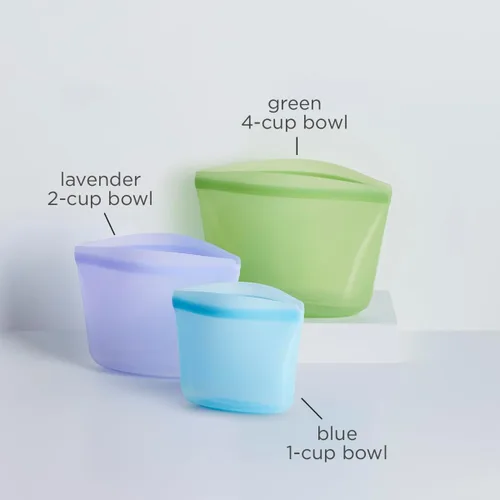 Miniatura 2 de Bolsas de almacenamiento de alimentos reutilizables de silicona premium Stasher, paquete de 3 unidades, multiusos, bolsas de almacenamiento