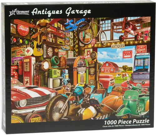 Miniatura 3 de Vermont Christmas Company Antiques Garage - Rompecabezas de 1000 piezas, rompecabezas temático vintage para adultos y familias