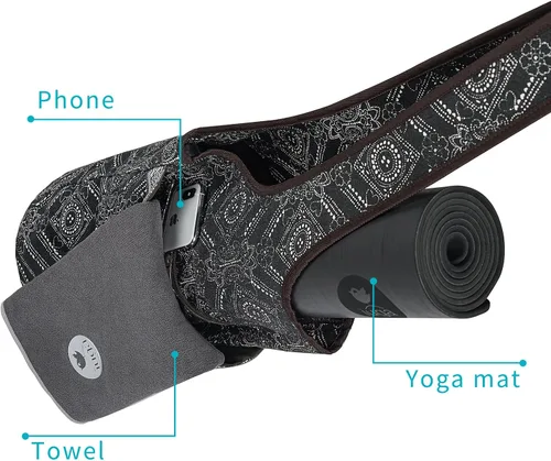 Miniatura 2 de IUGA Bolsa para esterilla de yoga con bolsillo lateral grande y bolsillo interior con cremallera, bolsa de yoga para esterilla, bolsas de yoga