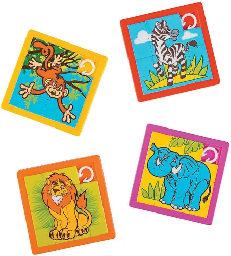 Miniatura 2 de Fun Express Rompecabezas de plástico de 2 1/2 pulgadas con diseño de animales de zoológico, 12 unidades, ideal para la escuela, cumpleaños, cofres