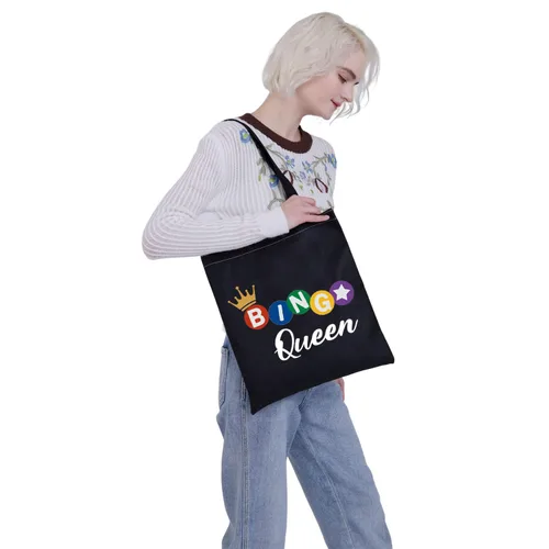 Miniatura 2 de MBMSO Bingo Queen Tote Bag Bingo Amante Regalos Divertidos Jugadores de Bingo Regalos Bingo Hombro Compras Bolsa de Bingo Juego de Jugador Regalo