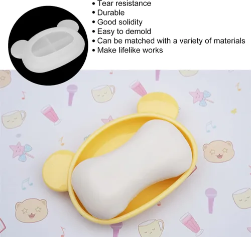 Miniatura 7 de Molde de resina de oso 3D de silicona para manualidades, caja de joyería de forma irregular para aretes, clips, contenedor de almacenamiento
