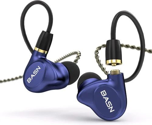 BASN Metalen - Auriculares intrauditivos con 4 controladores, IEMs con aislamiento de ruido con graves profundos, para músicos, cantantes, Azul