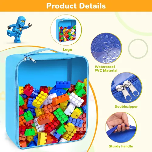 Miniatura 3 de Paquete de 8 bolsas grandes transparentes de almacenamiento de juguetes con asas, 12 x 10 x 5 pulgadas, organizador de almacenamiento de juguetes