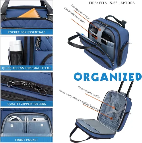 Miniatura 4 de KROSER - Equipaje de mano multifuncional para mujer, ligera, maleta para colocar debajo del asiento, 16 pulgadas, Azul