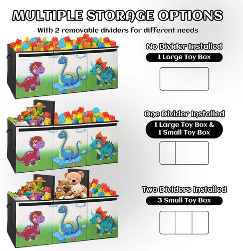 Miniatura 3 de Caja de juguetes extragrande con tapa, baúl plegable para juguetes para niños y niñas, organizador de almacenamiento de juguetes con divisores, caja